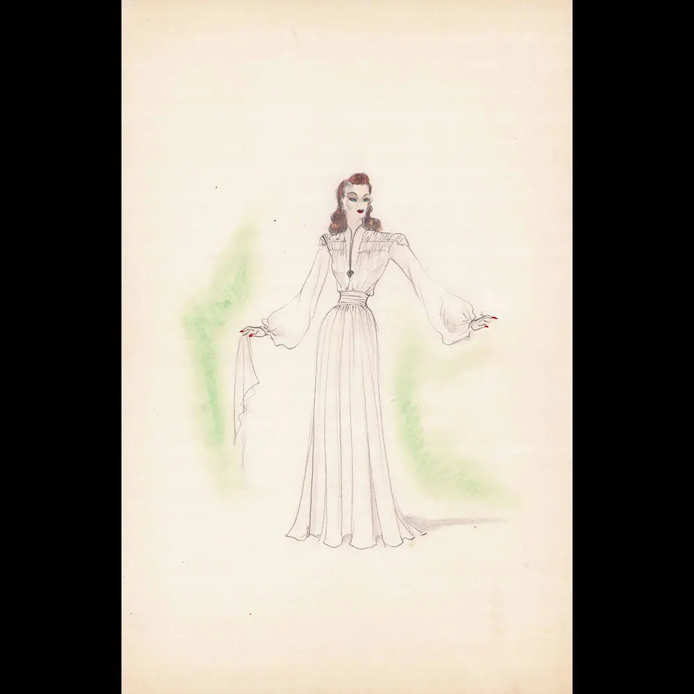 Maggy Rouff - Dessin D'une Robe Du Soir (1940S) 1