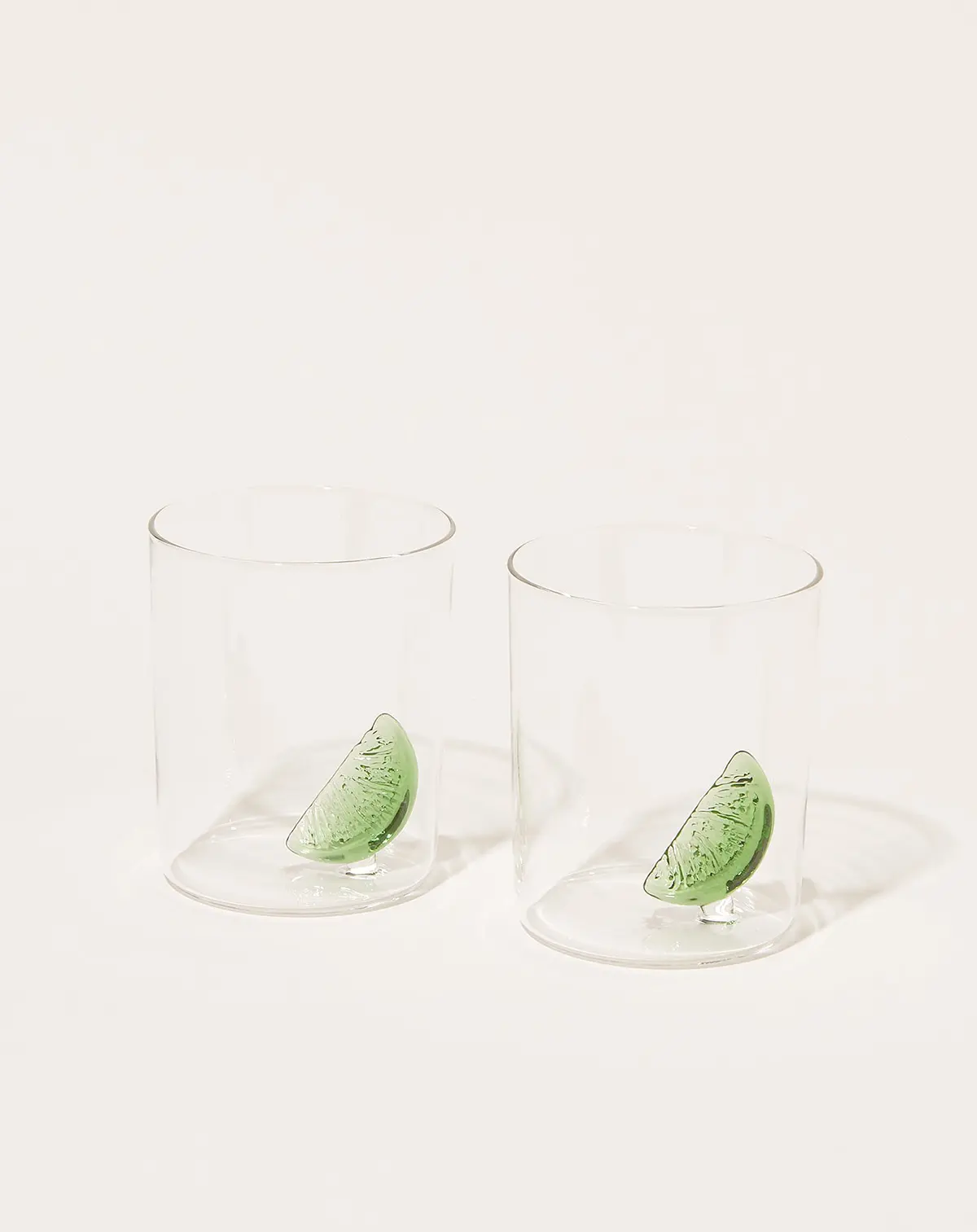 Set Of Two Gin And Tonic Glasses In Clear And Green 1