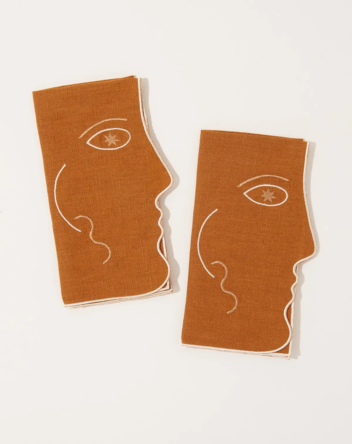 Set Of Two Tete A Tete Napkins In Caramel And Ivory 1