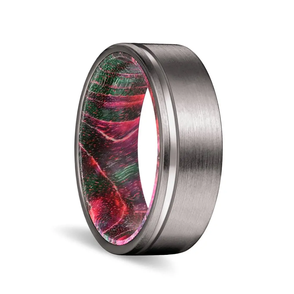Majesty | Green And Red Wood, Gunmetal Tungsten Offset Groove 1