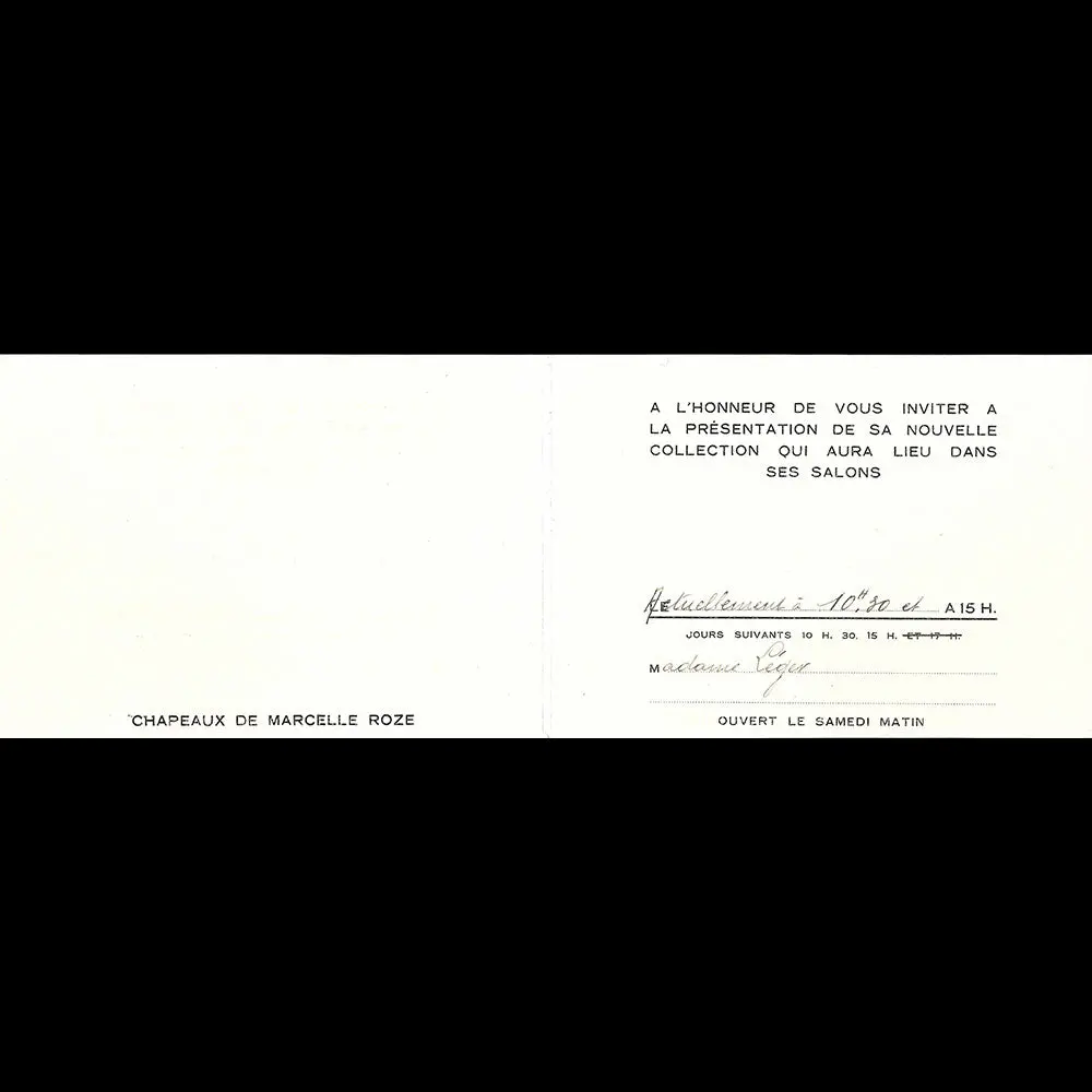 Lucile Manguin - Carton D'invitation De La Maison De Couture, 6 Rue Du Hanovre À Paris (1930S) 2