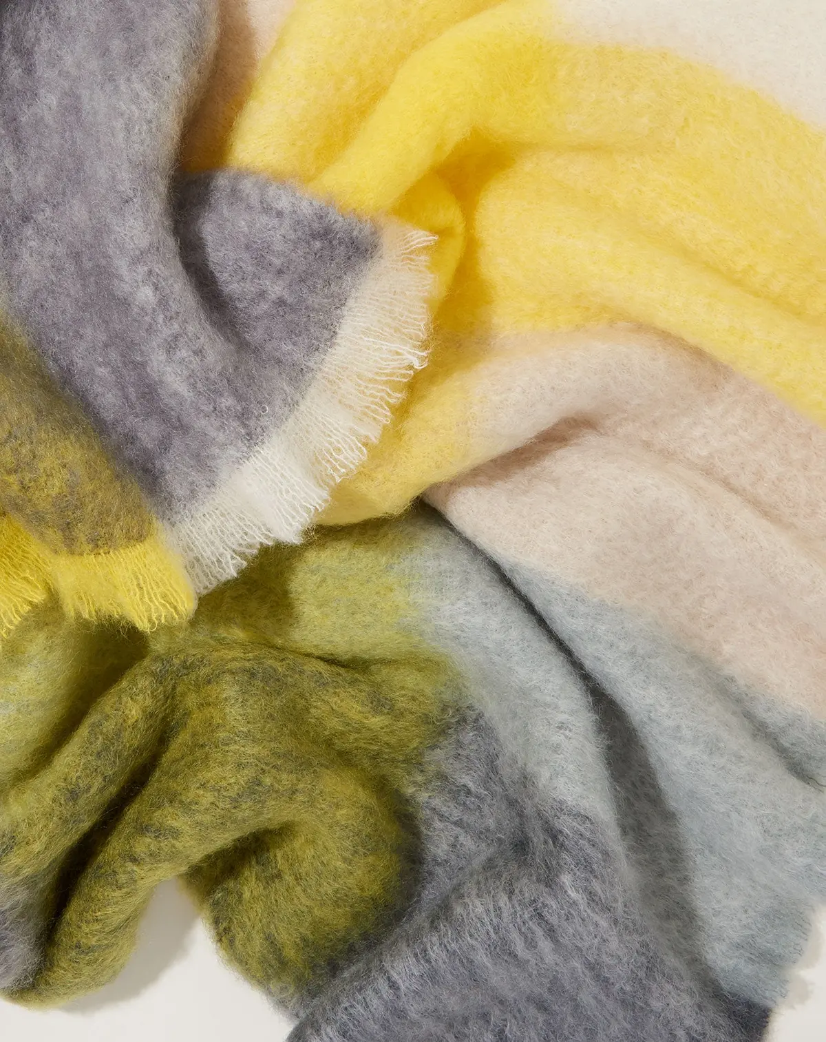 Mohair Cuadros Blanket In Lemon Grey 1