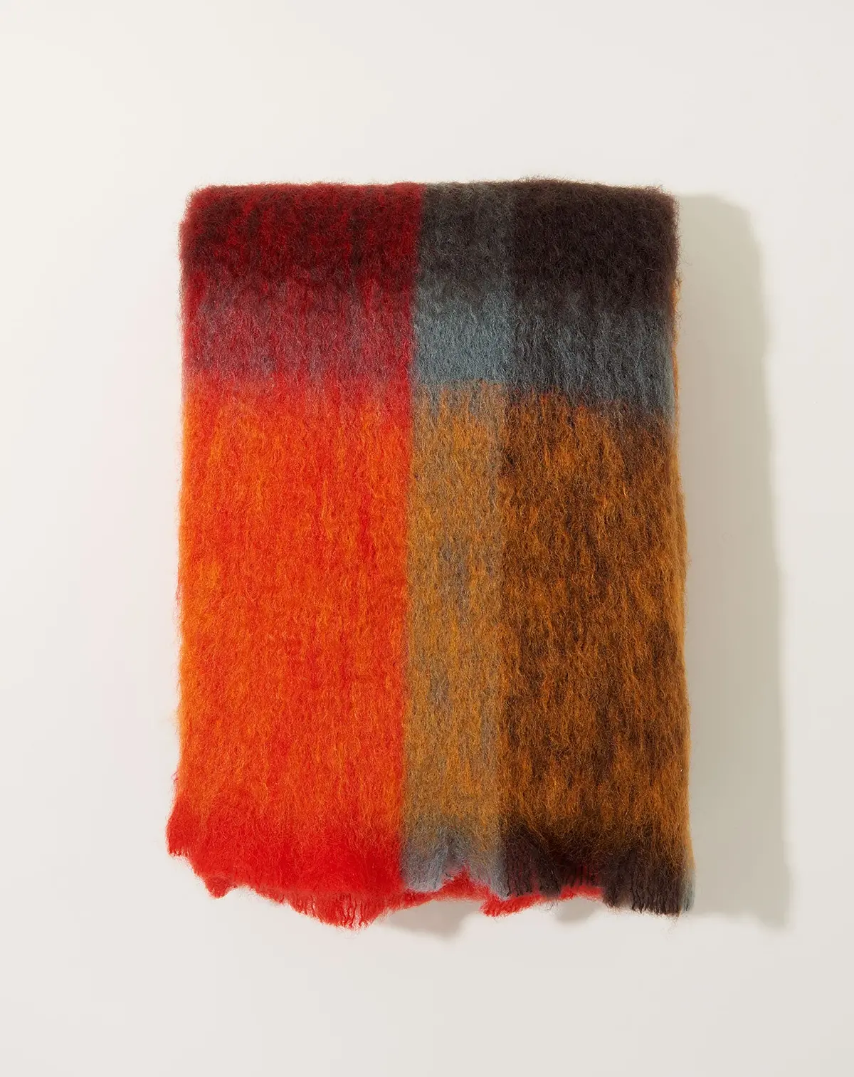 Mohair Cuadros Throw In Orange 1