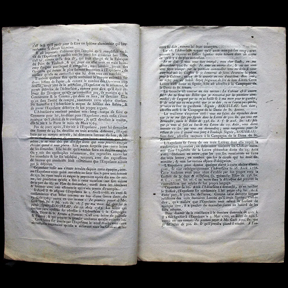 Marchande De Modes - Mémoire Juridique, Affaire Susanne Rousseau / Gach De Croses (1767) 2