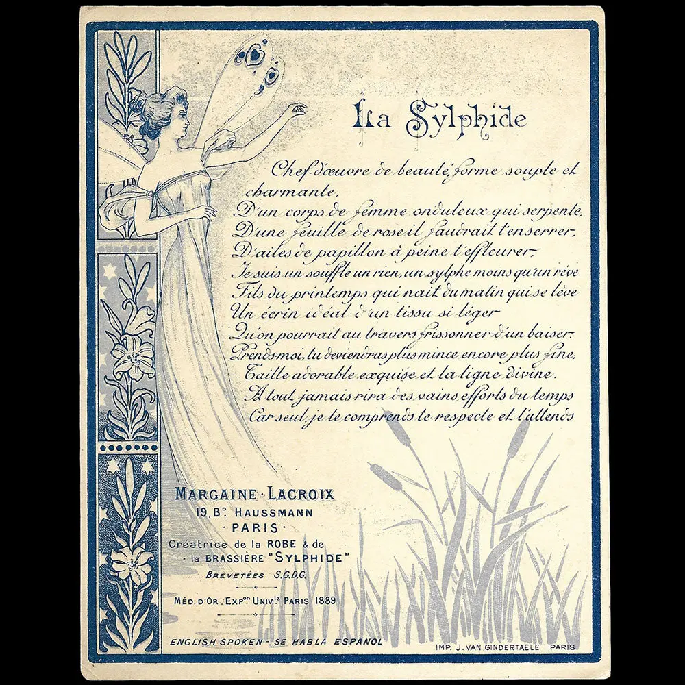 Margaine-Lacroix - La Sylphide, Carte De La Maison, 19 Boulevard Haussman À Paris (Circa 1900) 1