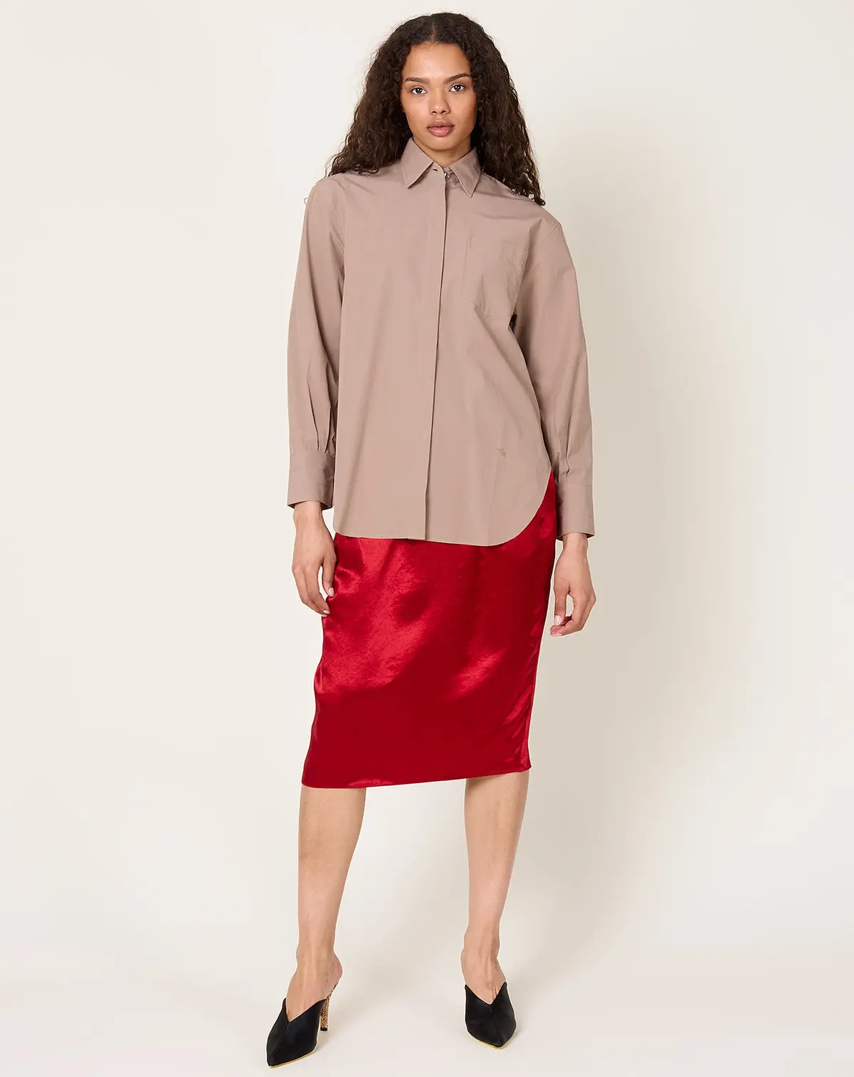 Covered Placket Tunic Shirt In Mouseback 1