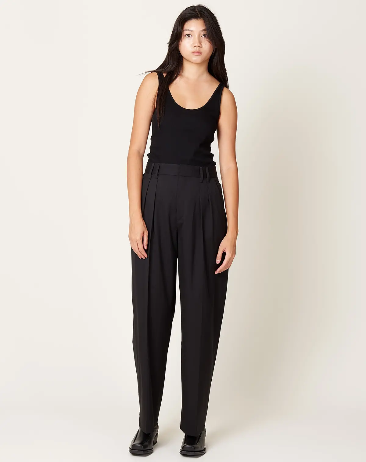 Double Pleat Front Trouser In Black 1
