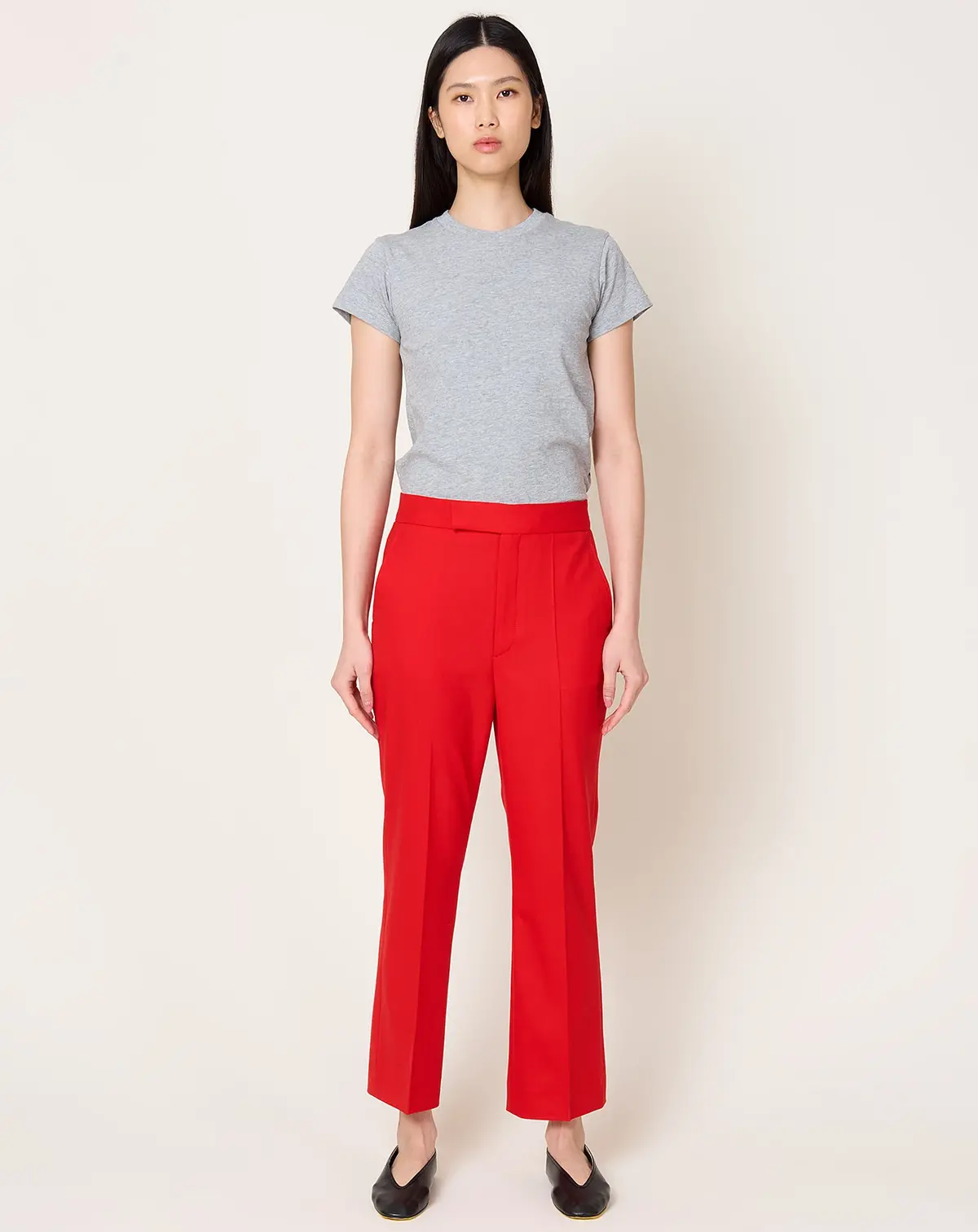 High Waist Crop Trouser In Carmine Red 1