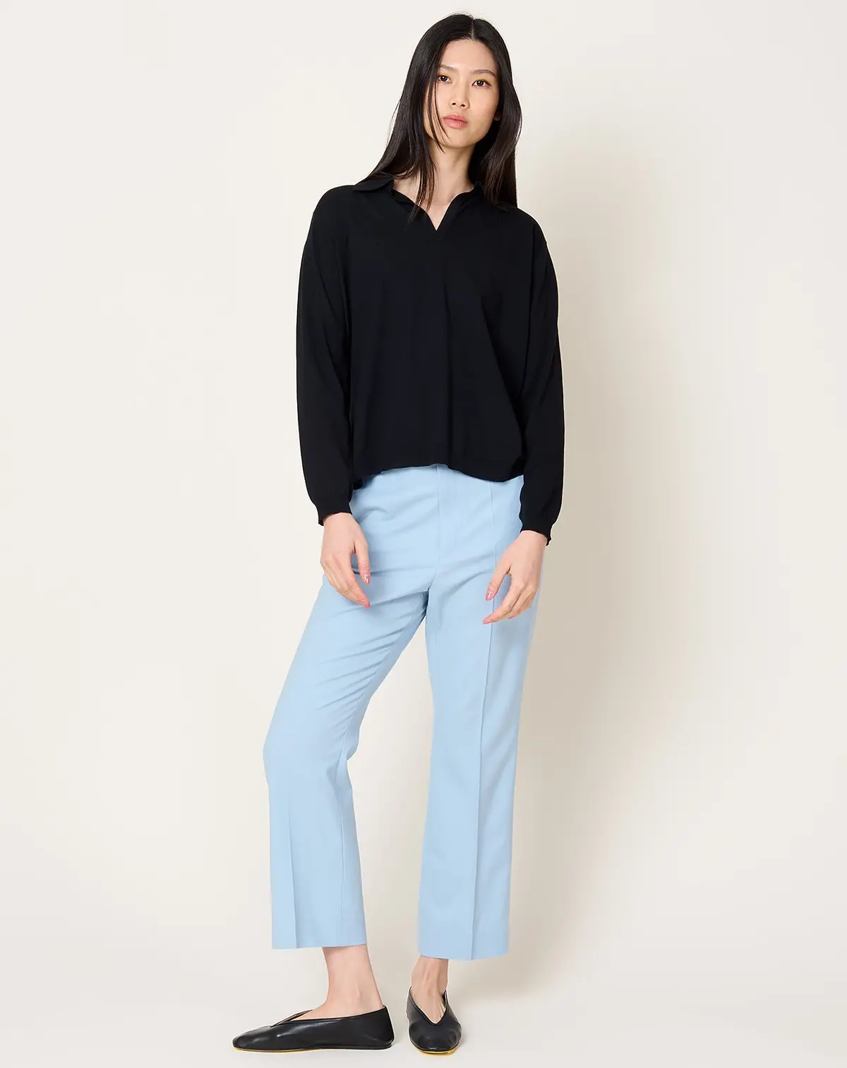 High Waist Crop Trouser In Sky Blue 1