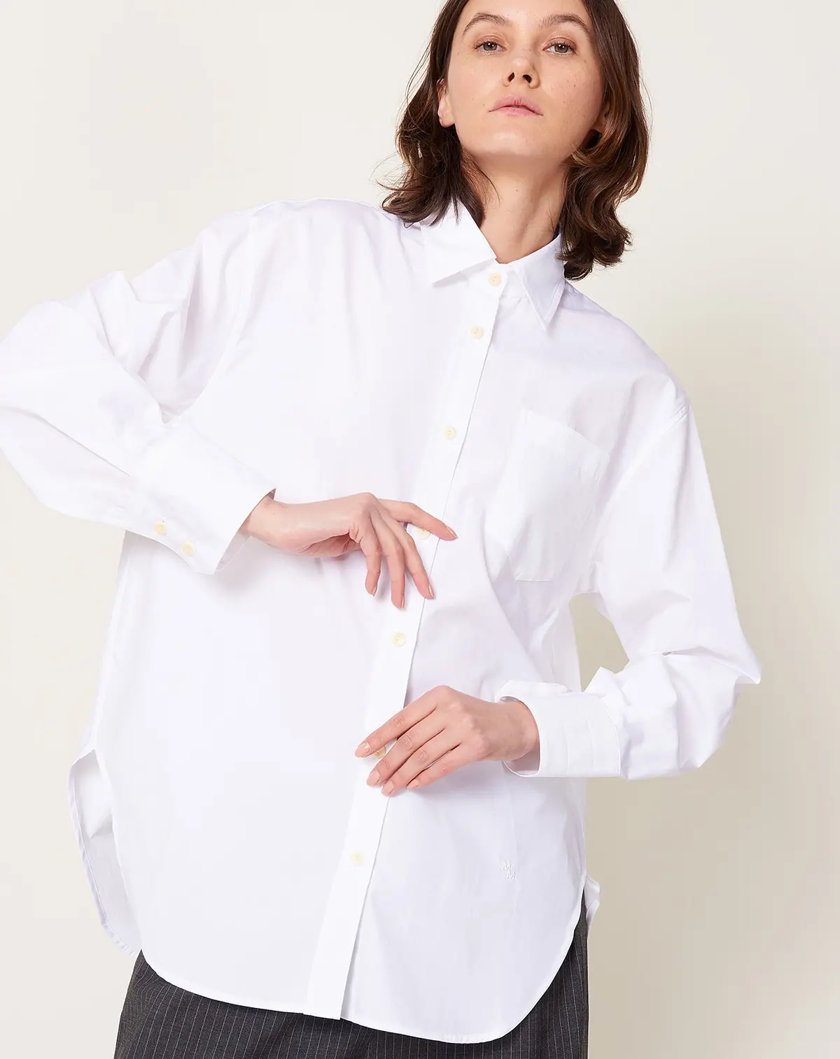 Oversized Tunic Shirt In White 1