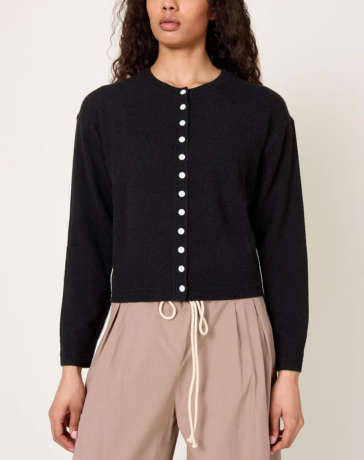 Tiny Button Cardigan In Black 1