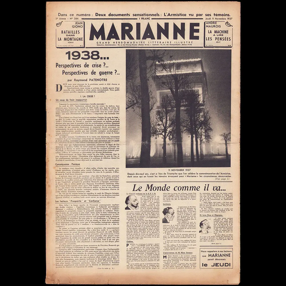 Marianne, 11 Novembre 1937 - Mademoiselle Chanel Nous Parle 1