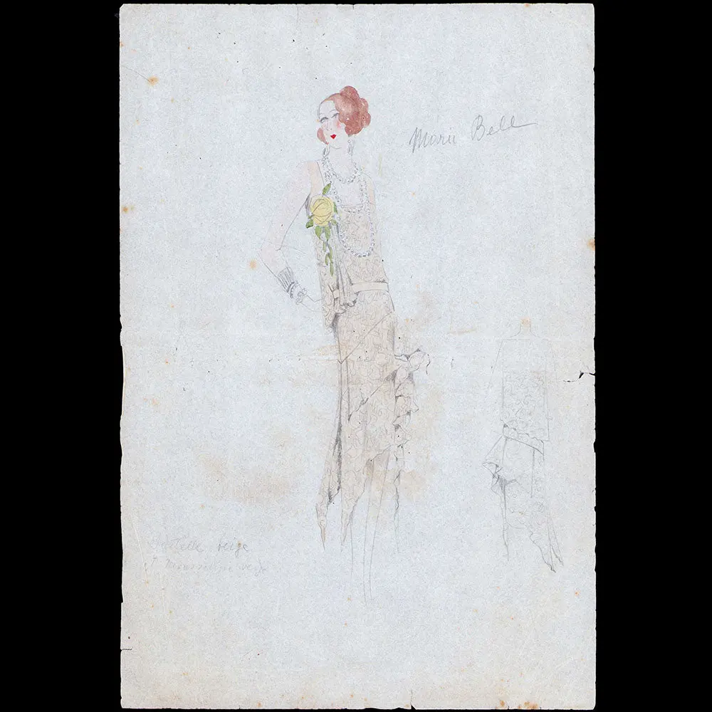 Dessin D'une Robe Pour Marie Bell (Circa 1925-1930) 1