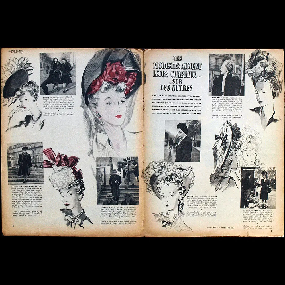 Marie-Claire (1Er Avril 1943) - Les Modistes Aiment Leurs Chapeaux Sur Les Autres 2