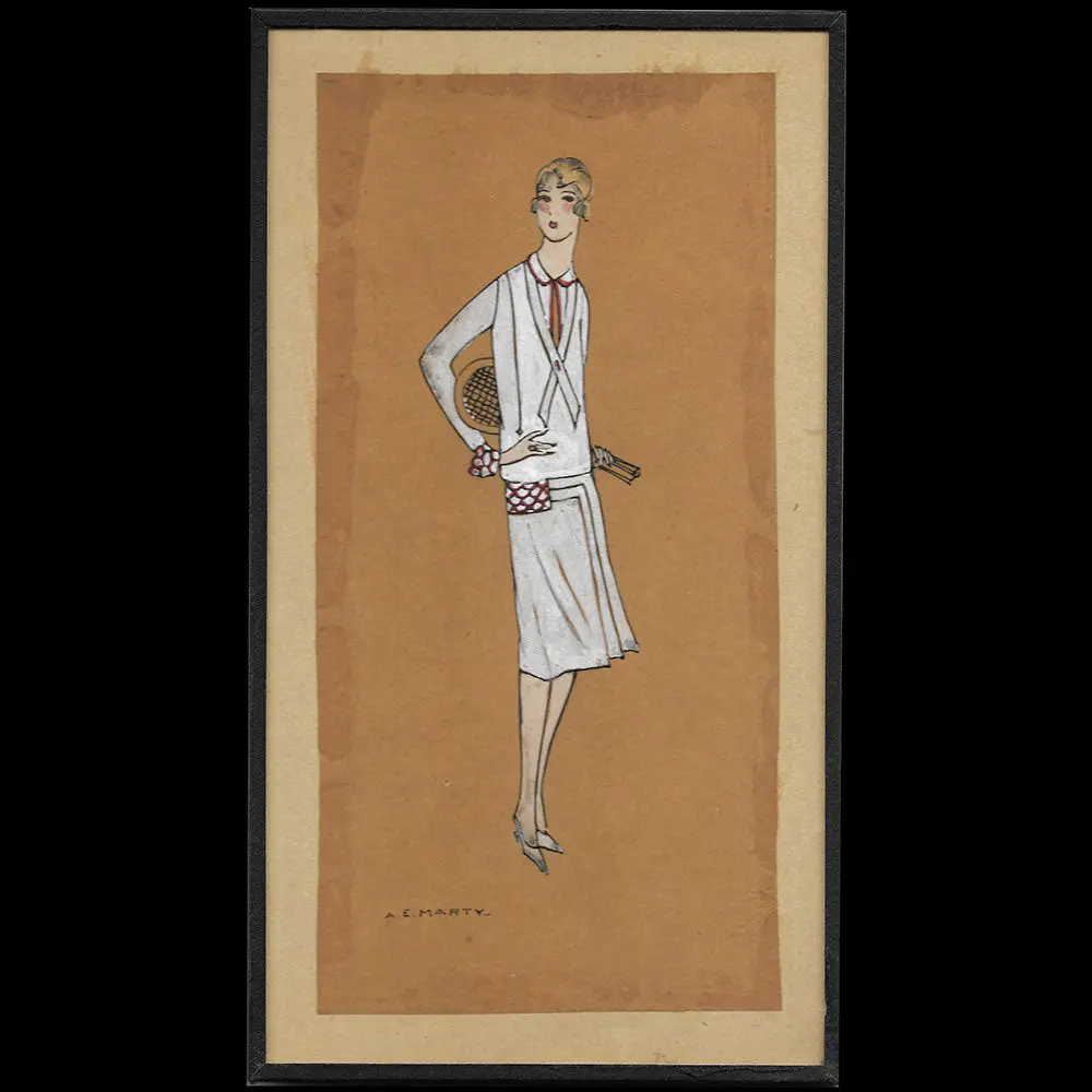 André Edouard Marty - Dessin D'une Joueuse De Tennis (Circa 1920S) 2