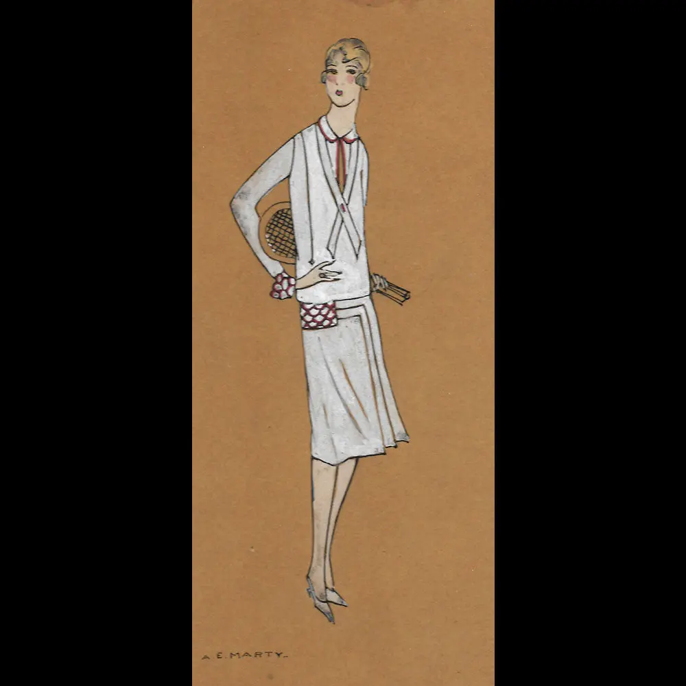 André Edouard Marty - Dessin D'une Joueuse De Tennis (Circa 1920S) 1