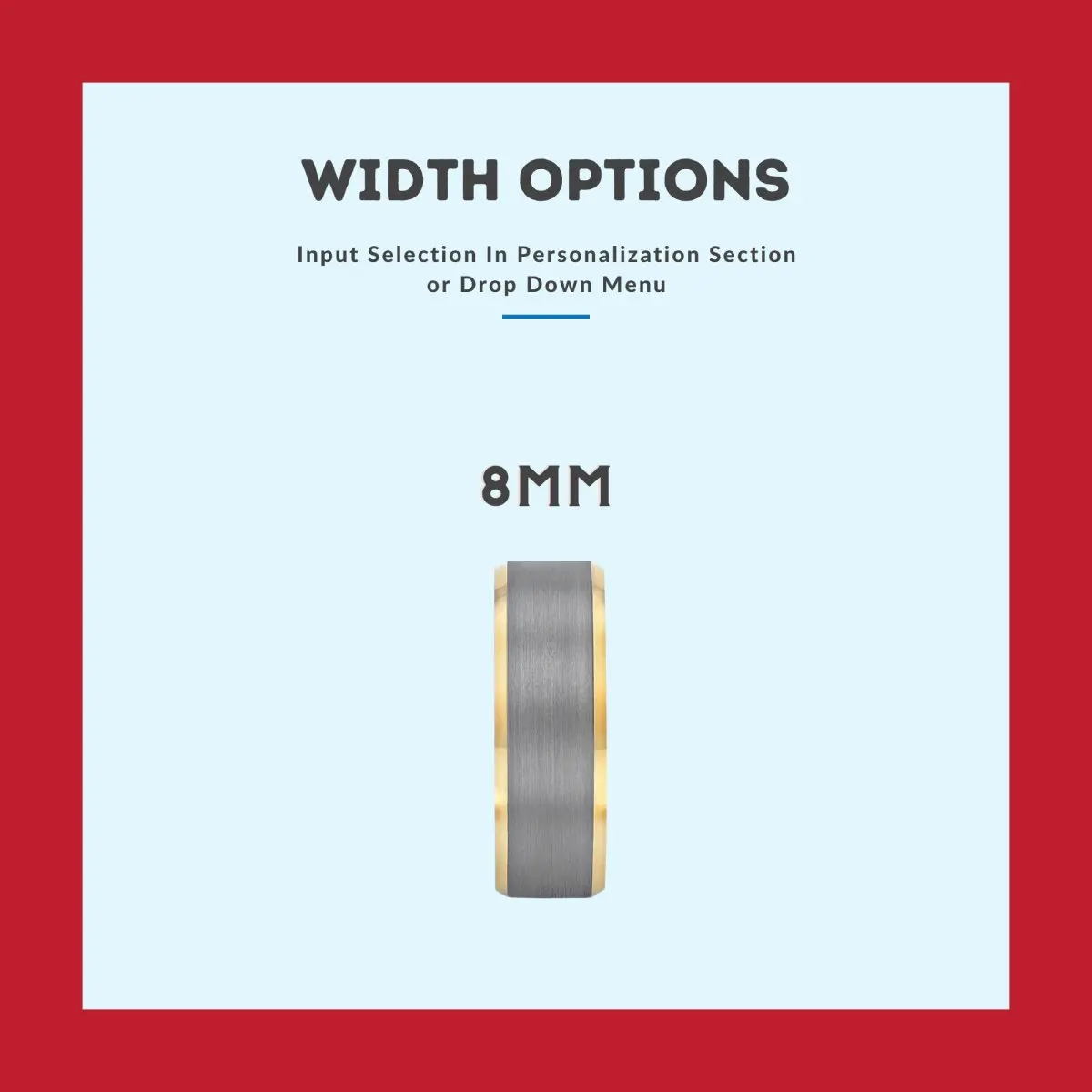 Marwan | Blue & Red Wood, Brushed, Silver Tungsten Ring, Gold Beveled Edges 3