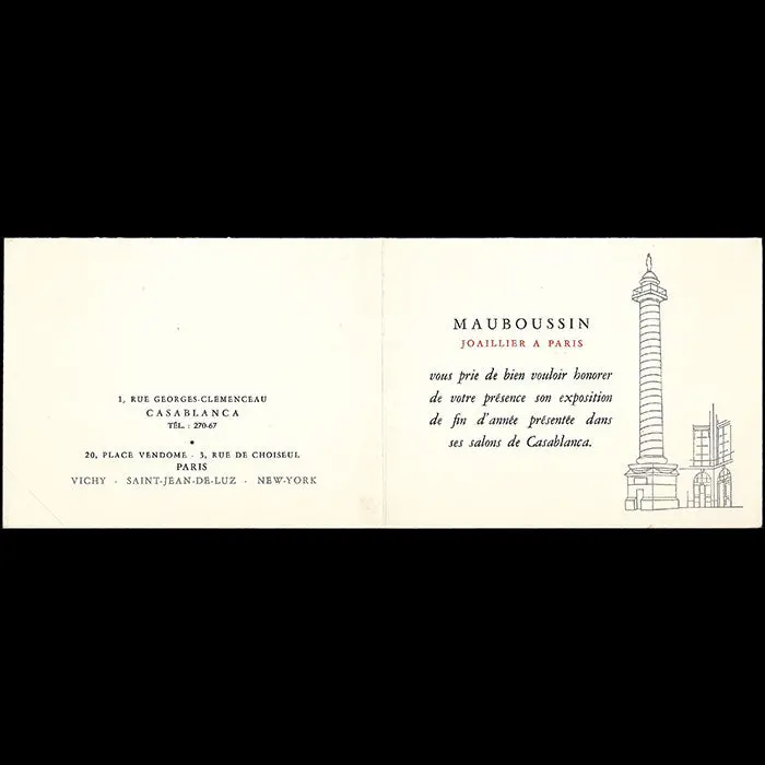 Mauboussin - Invitation De La Maison De Joaillerie Pour L'exposition De Fin D'année À Casablanca (Circa 1930S) 2