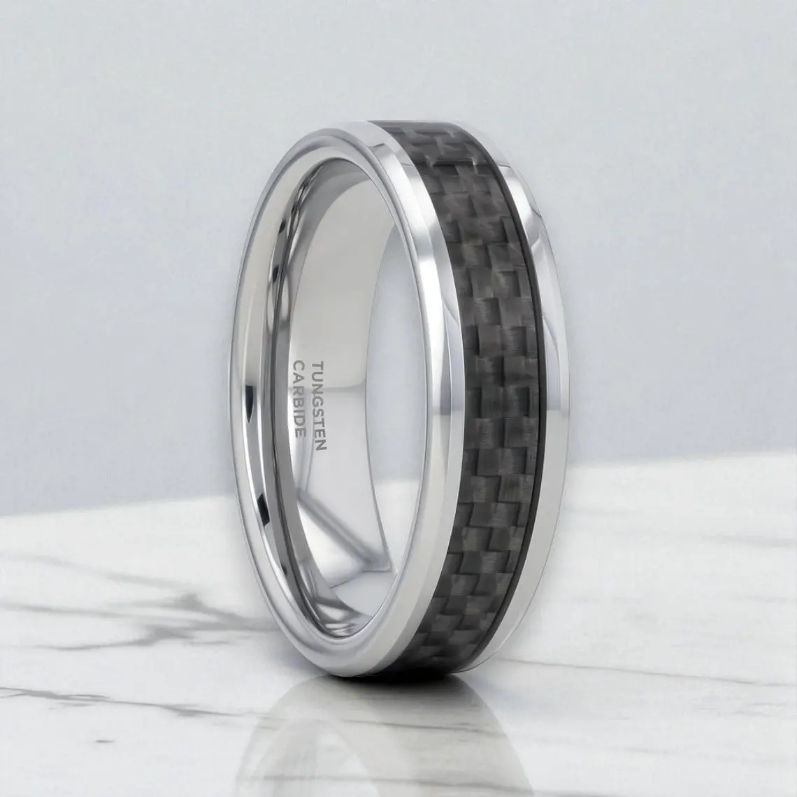 Maxima | Tungsten Wedding Band With Black Carbon Fiber 1