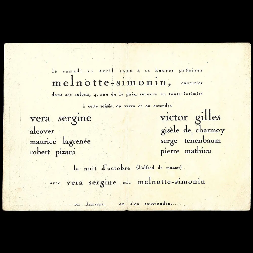 Melnotte Simonin - Programme De La Soirée Du 22 Avril 1922 2