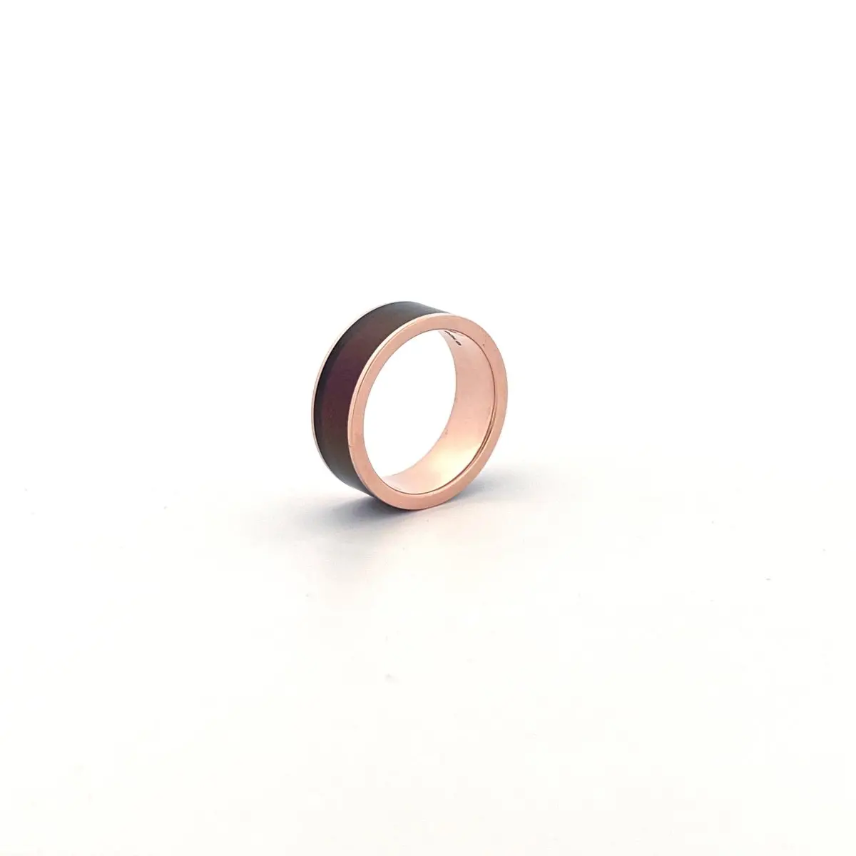 Men's 14K Rose Gold Wedding Band With Blue/Purple Color Changing Inlay Flat Polished Design - 8Mm 10