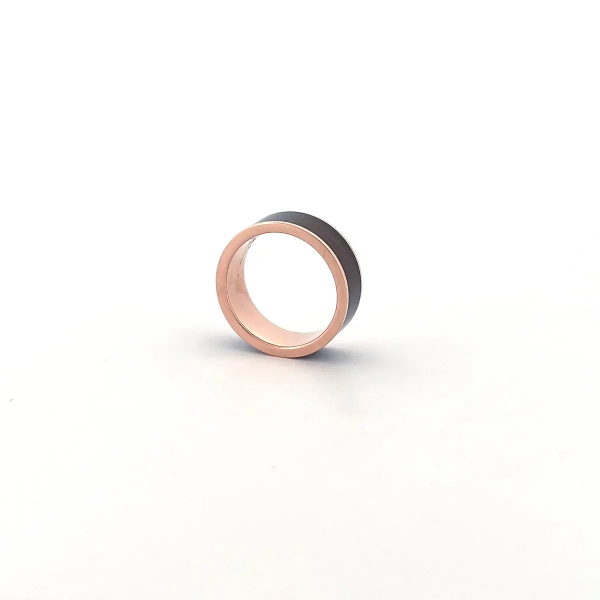 Men's 14K Rose Gold Wedding Band With Blue/Purple Color Changing Inlay Flat Polished Design - 8Mm 18