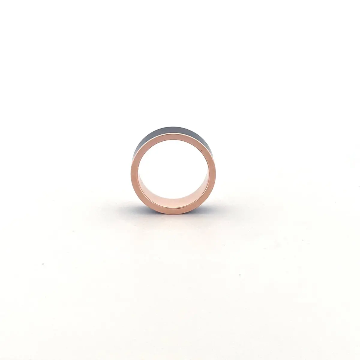 Men's 14K Rose Gold Wedding Band With Blue/Purple Color Changing Inlay Flat Polished Design - 8Mm 15