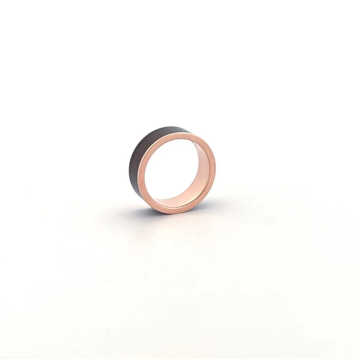 Men's 14K Rose Gold Wedding Band With Blue/Purple Color Changing Inlay Flat Polished Design - 8Mm 12