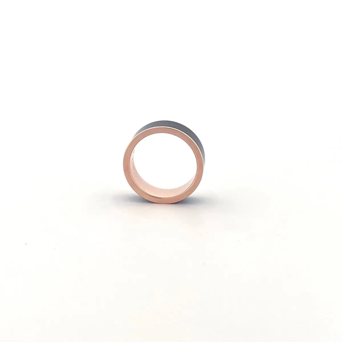 Men's 14K Rose Gold Wedding Band With Blue/Purple Color Changing Inlay Flat Polished Design - 8Mm 16