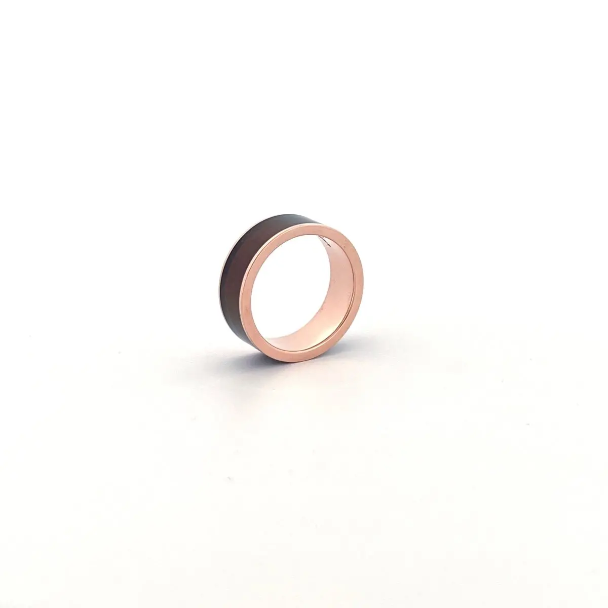 Men's 14K Rose Gold Wedding Band With Blue/Purple Color Changing Inlay Flat Polished Design - 8Mm 11
