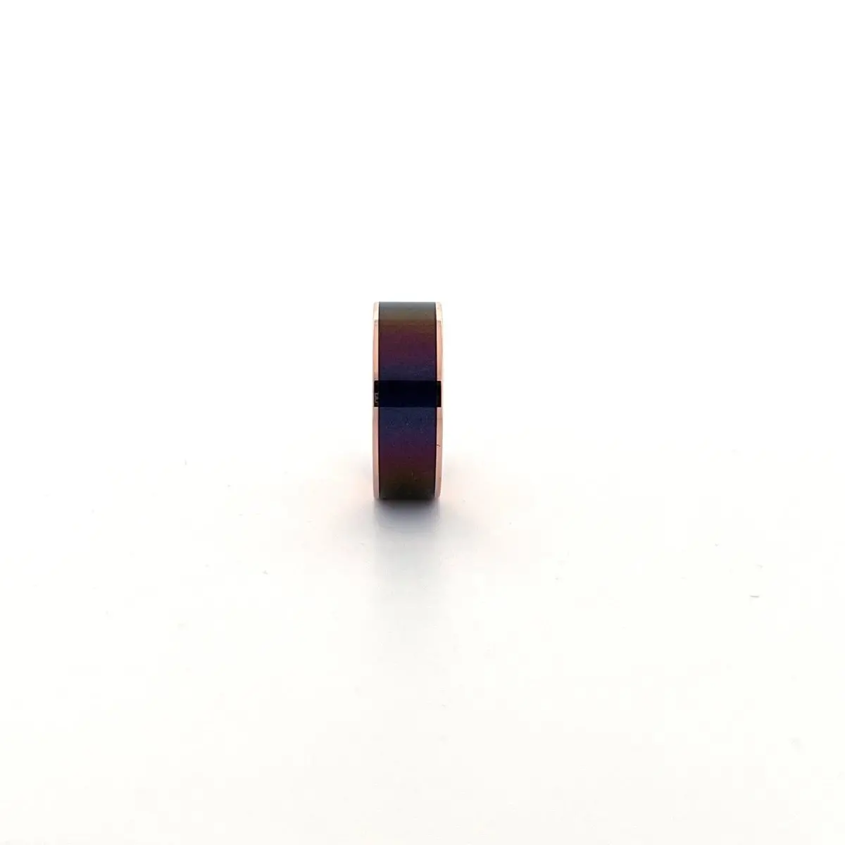 Men's 14K Rose Gold Wedding Band With Blue/Purple Color Changing Inlay Flat Polished Design - 8Mm 3