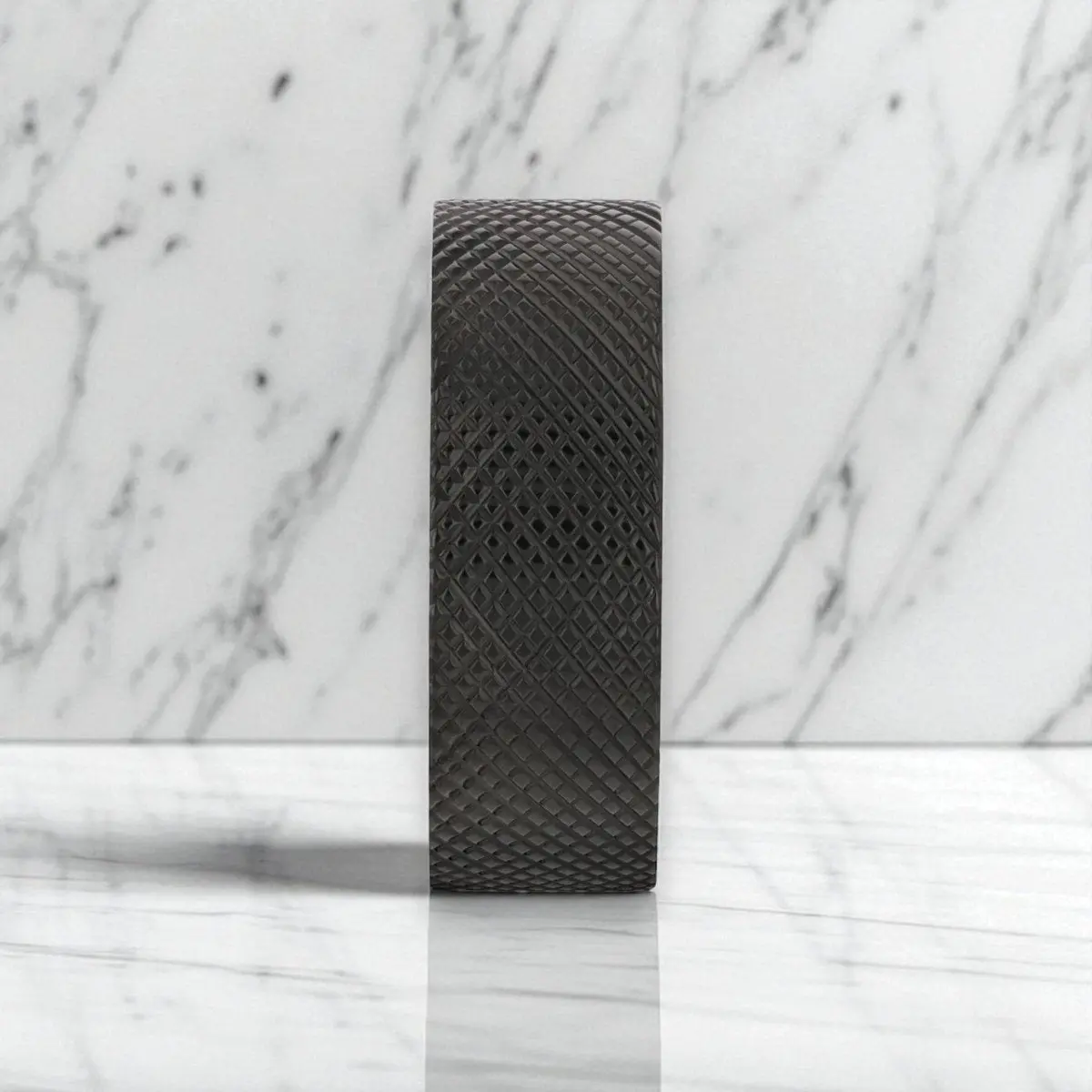 Midnight | Black Zirconium Ring, Knurled Finish, Flat 4
