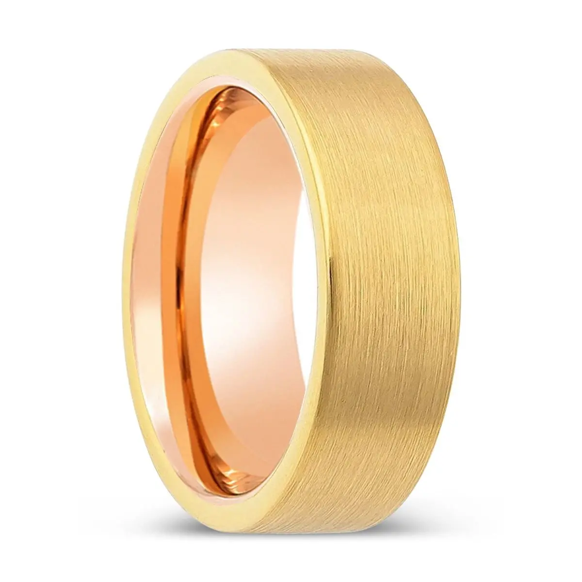 Millerville | Rose Gold Ring, Gold Tungsten Ring, Brushed, Flat 1