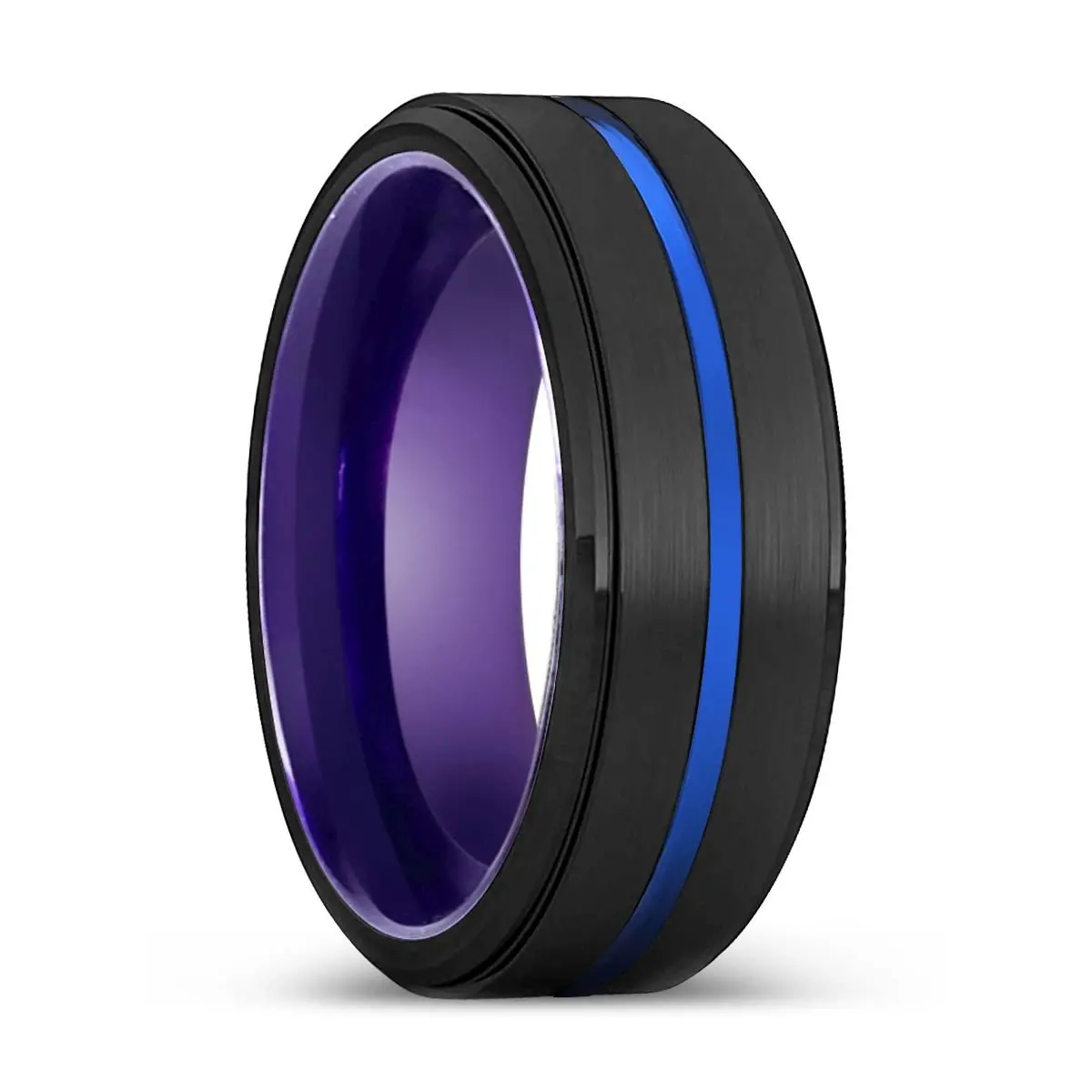 Misfit | Purple Ring, Black Tungsten Ring, Blue Groove, Stepped Edge 1