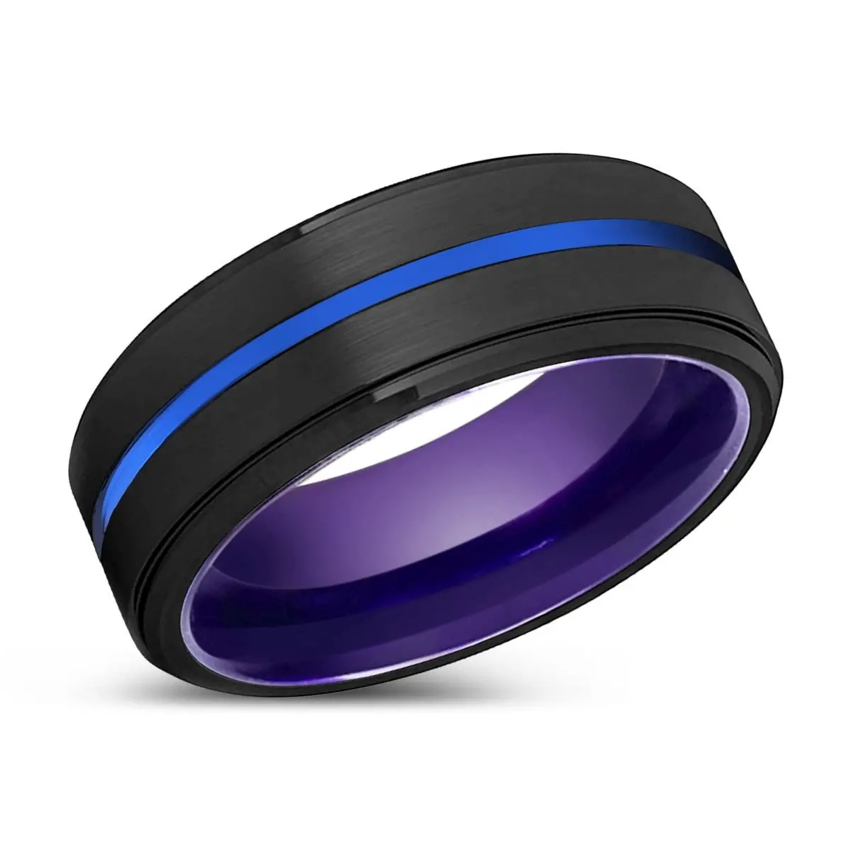 Misfit | Purple Ring, Black Tungsten Ring, Blue Groove, Stepped Edge 2