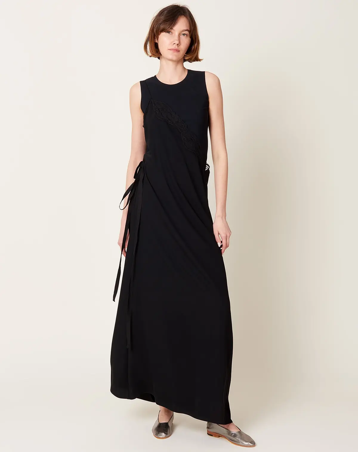 Asymmetric Slip Maxi Dress In Black 1