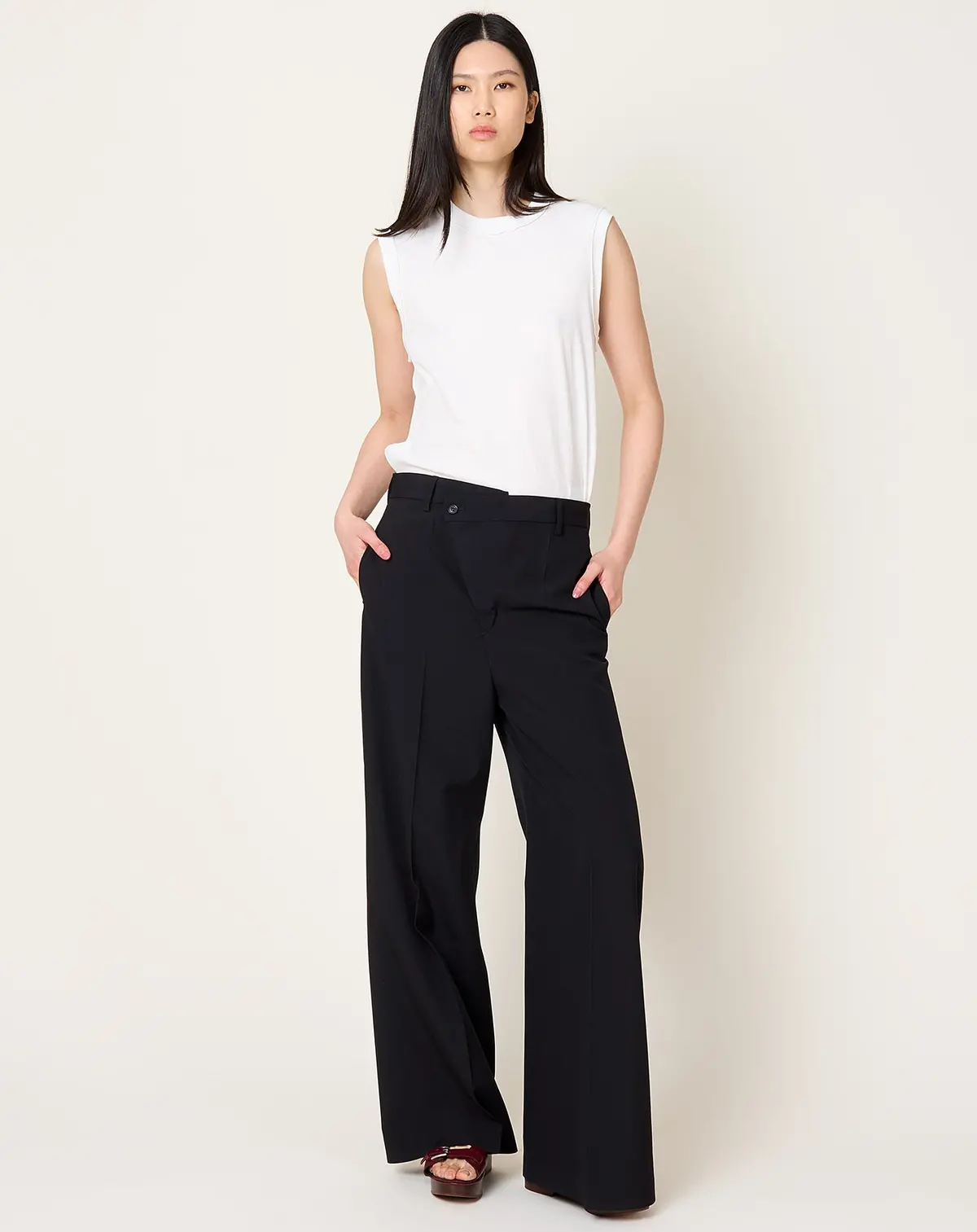 Off Center Trousers In Black 1