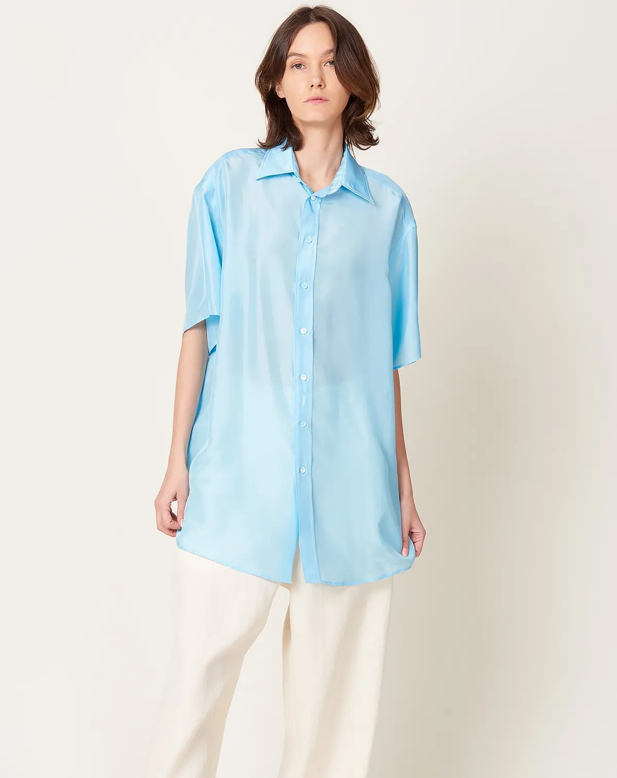 Silk Shirt In Turquoise 1