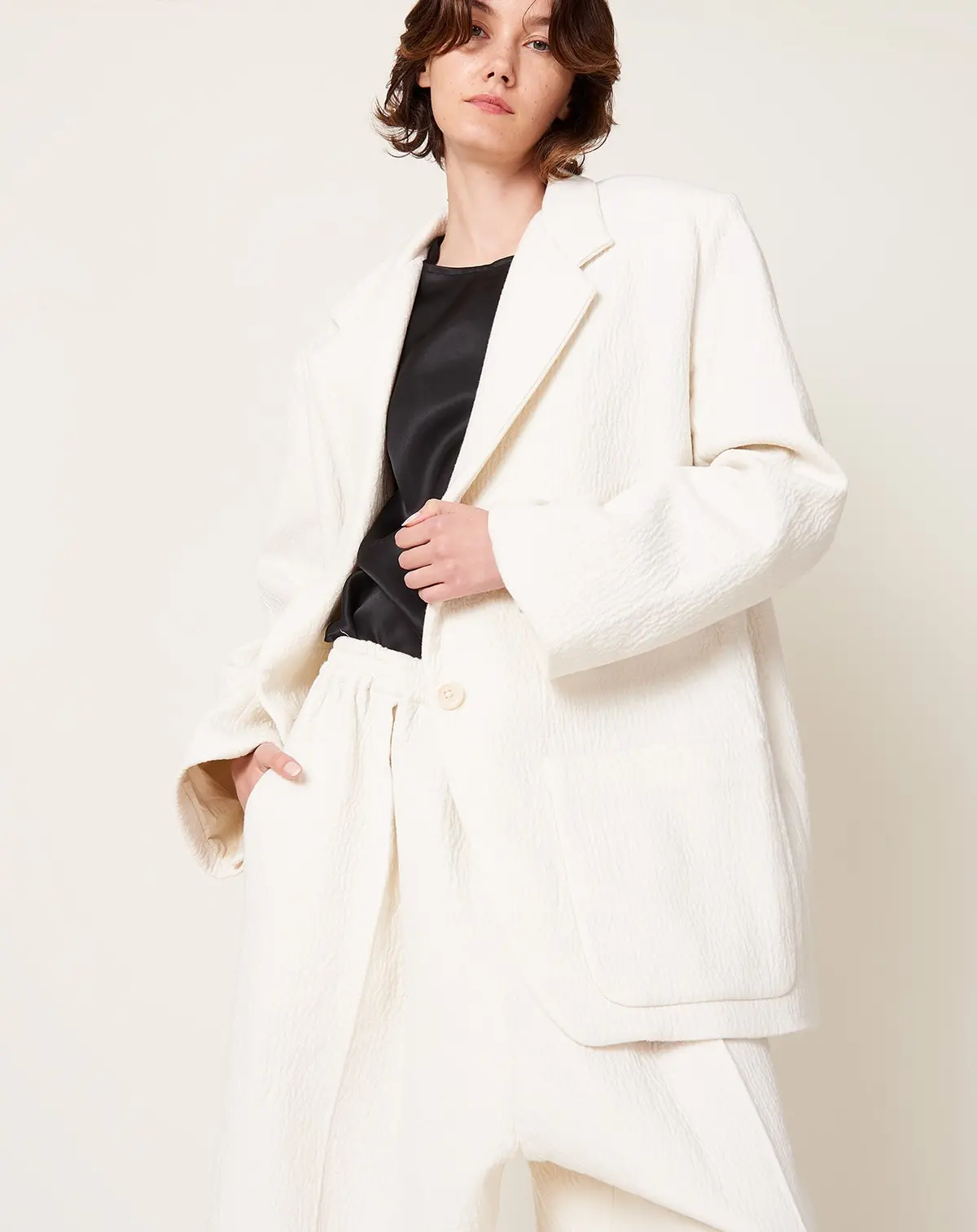 Oversize Boxy Blazer In Italian Wool Bouclé 1