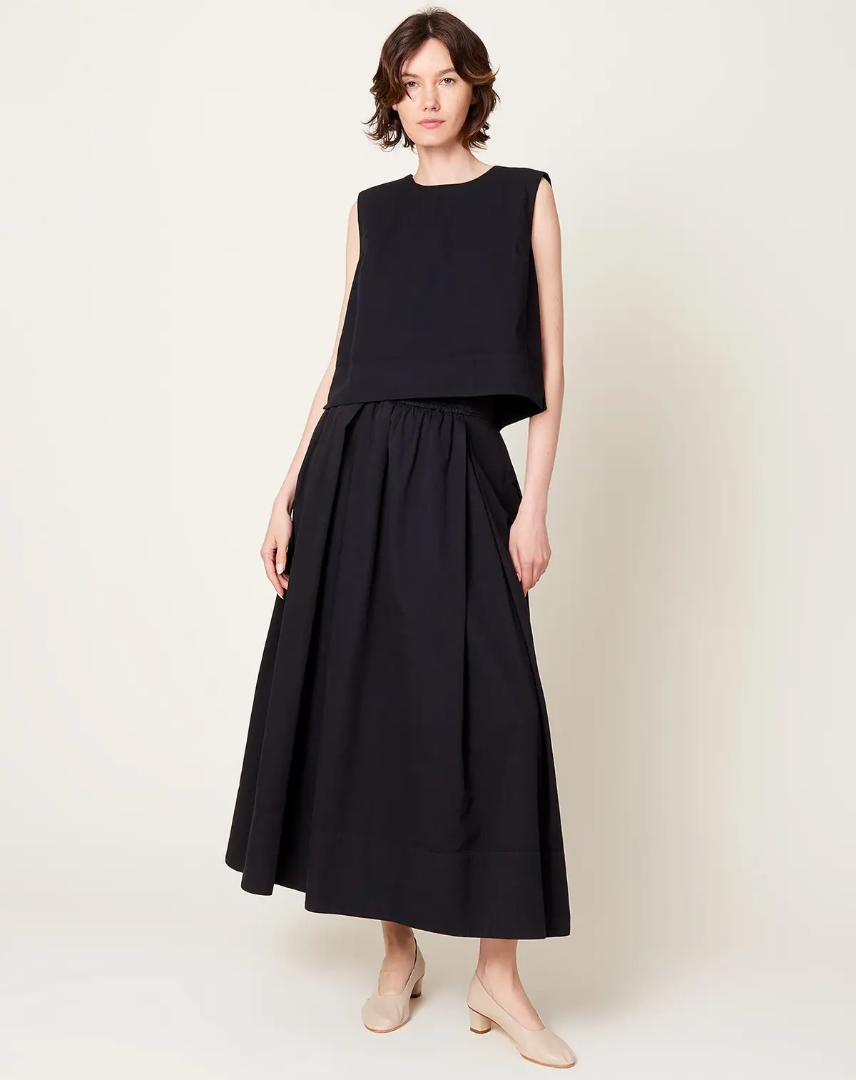 Smocked Waist Skirt In Black 1