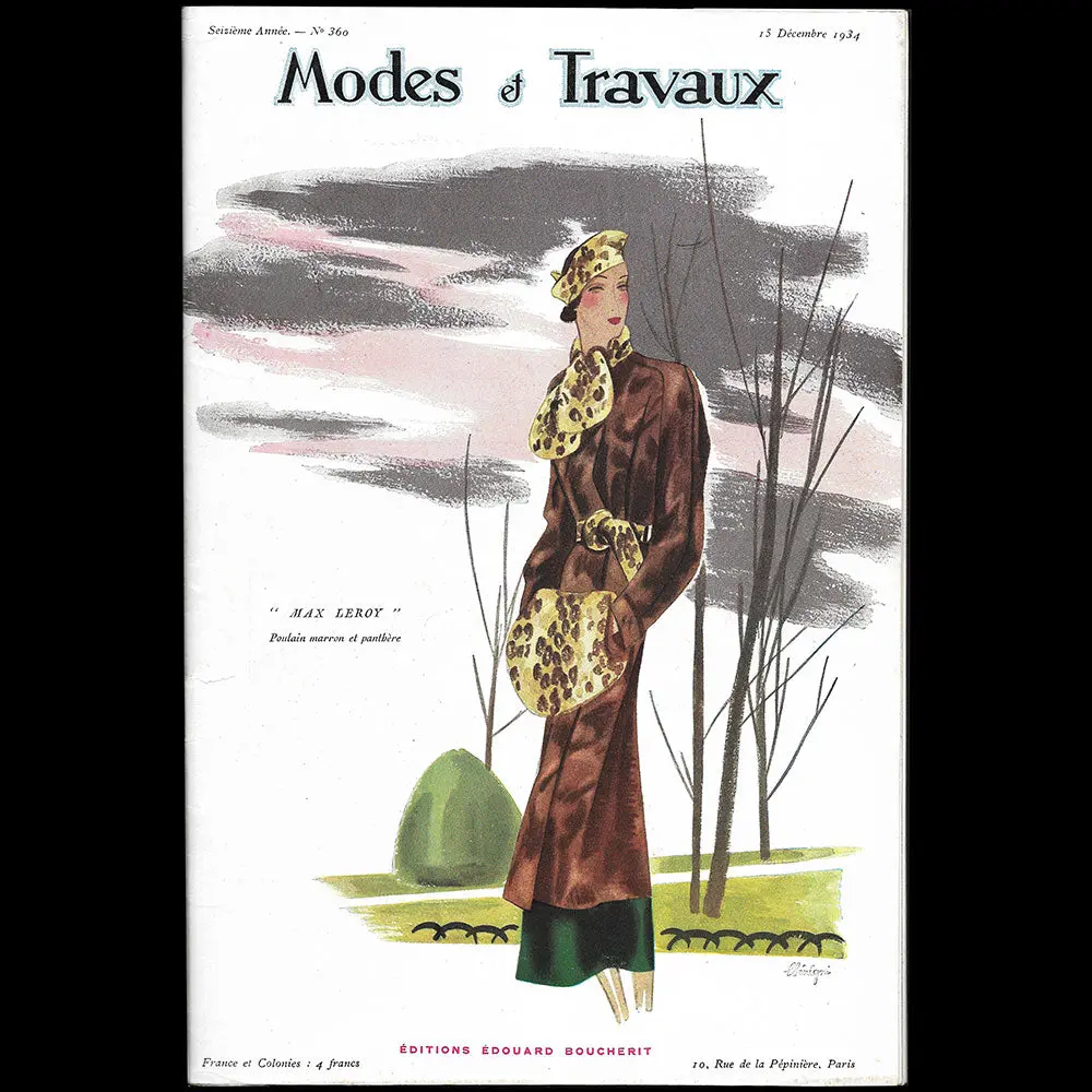 Modes Et Travaux, 15 Décembre 1934, Couverture De Benigni D'un Modèle De Max Leroy 1