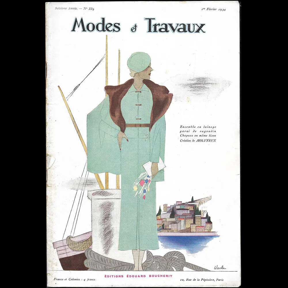 Modes Et Travaux, 1Er Février 1934, Couverture De Wecla D'un Modèle De Molyneux 1