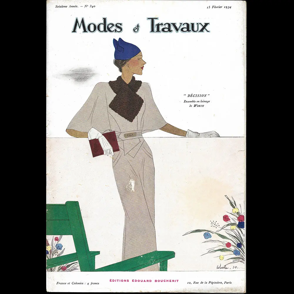 Modes Et Travaux, 15 Février 1934, Couverture De Wecla D'un Modèle De Worth 1