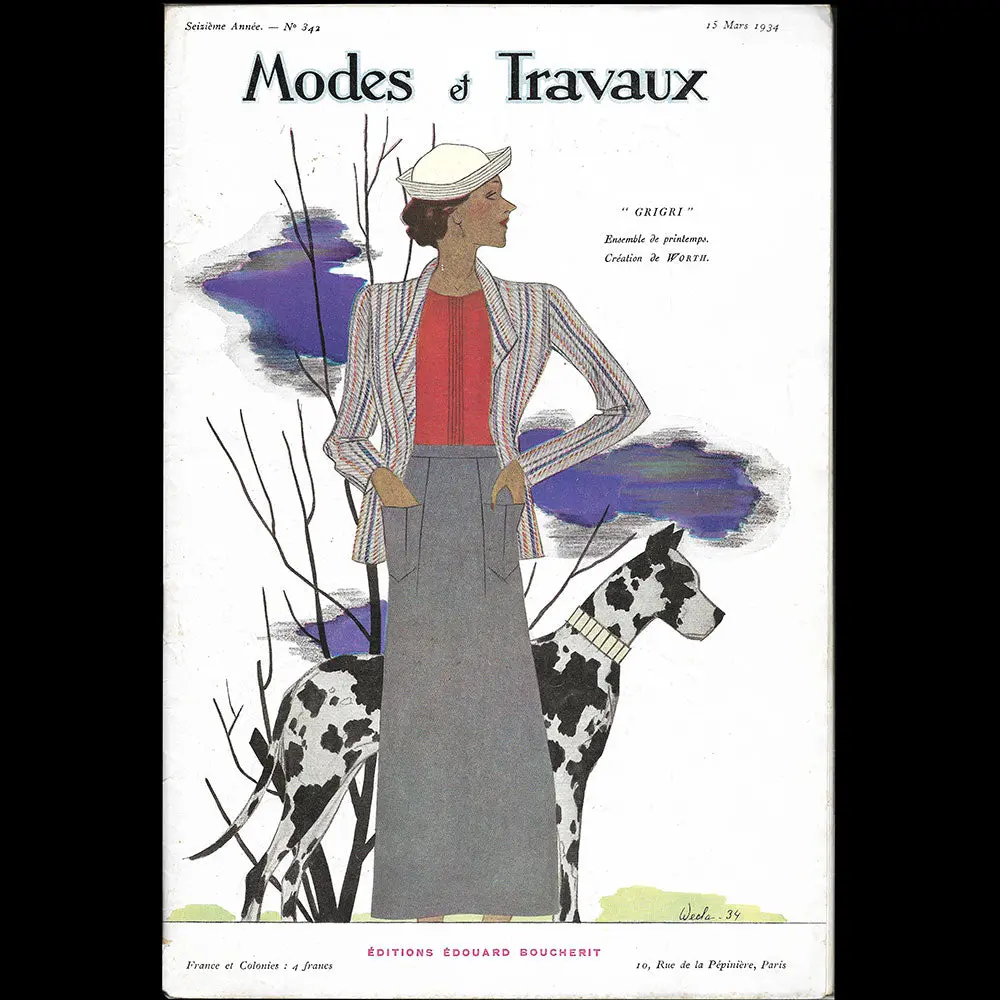 Modes Et Travaux, 15 Mars 1934, Couverture De Wecla D'un Modèle De Worth 1