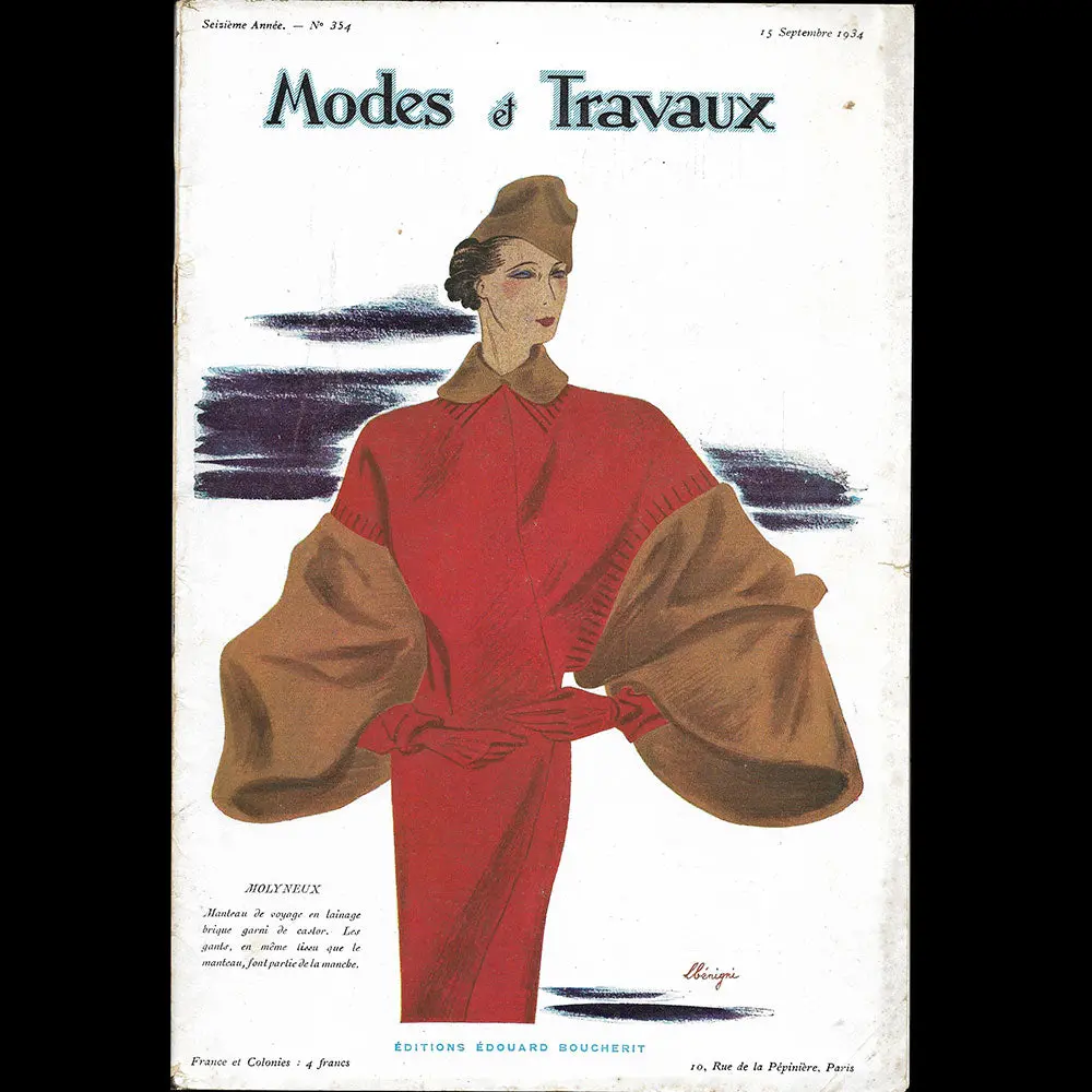 Modes Et Travaux, 15 Septembre 1934, Couverture De Bénigni D'un Modèle De Molyneux 1