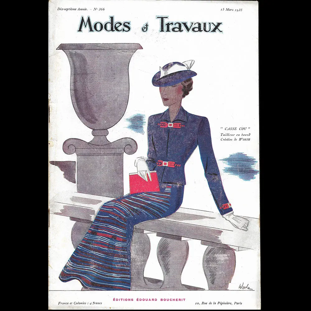 Modes Et Travaux, 15 Mars 1935, Couverture De Wecla D'un Modèle De Worth 1