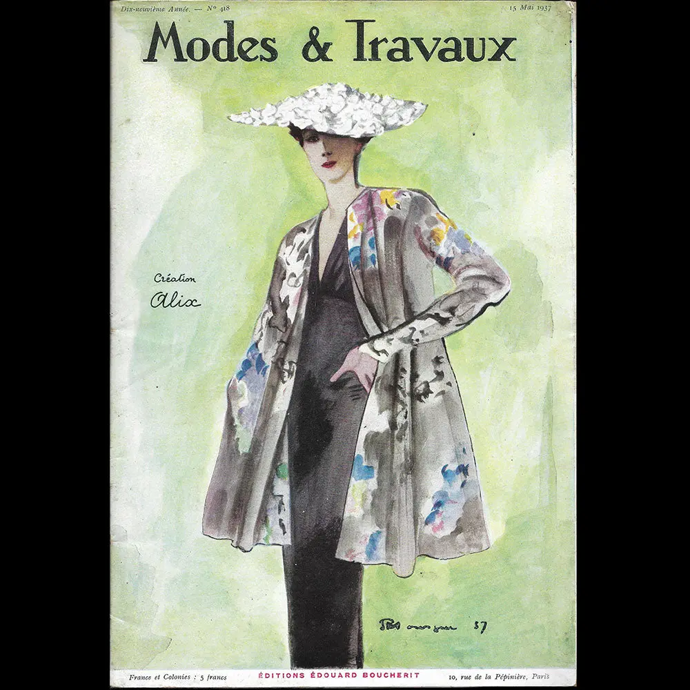 Modes Et Travaux, 15 Mail 1937, Couverture De Pierre Mourgue D'un Modèle D'alix 1