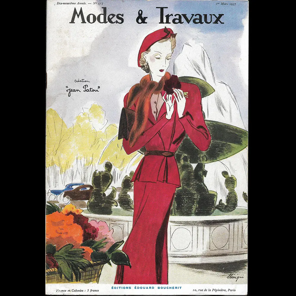 Modes Et Travaux, 1Er Mars 1937, Couverture De Bénigni D'un Modèle De Jean Patou 1