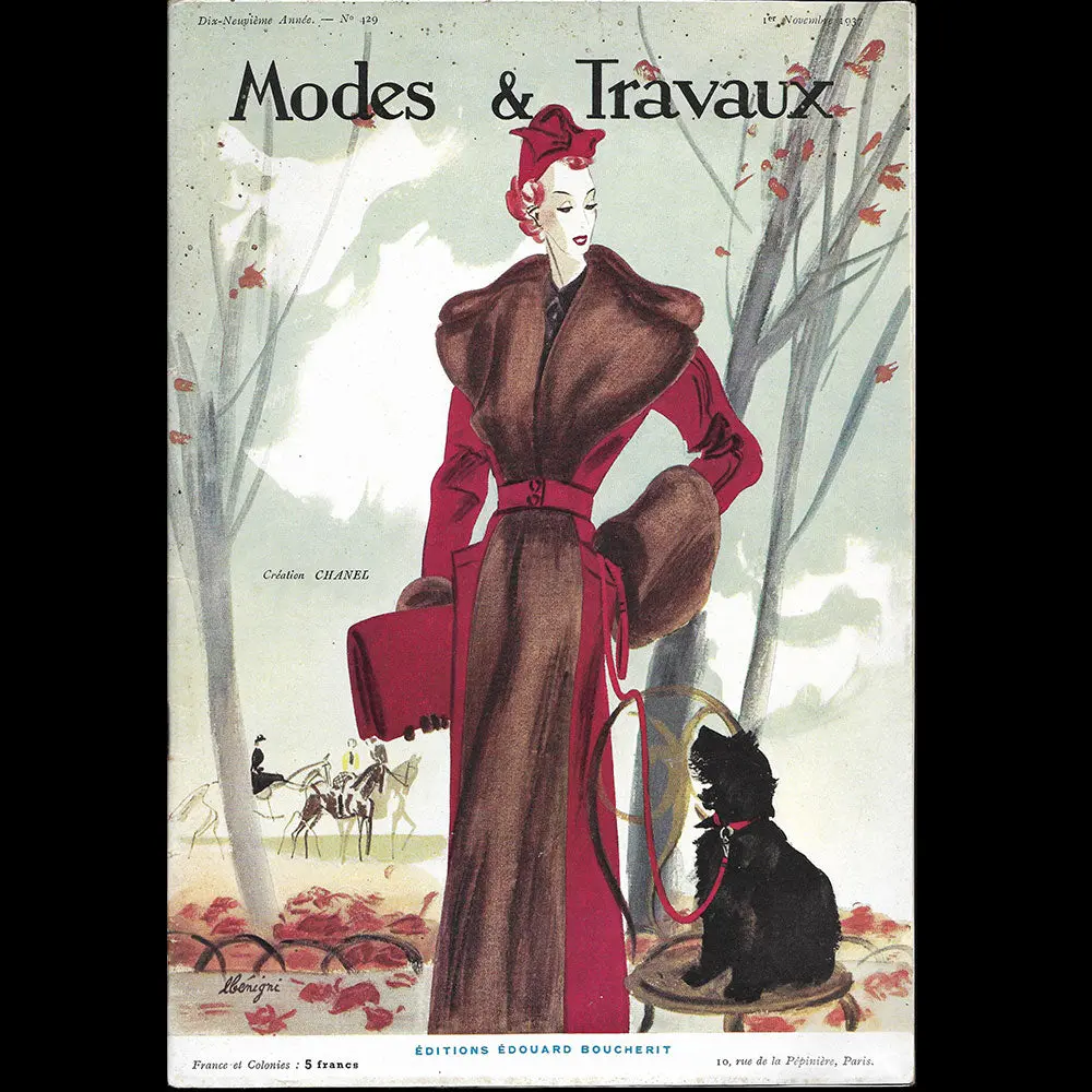 Modes Et Travaux, 1Er Novembre 1937, Couverture De Bénigni D'un Modèle De Chanel 1