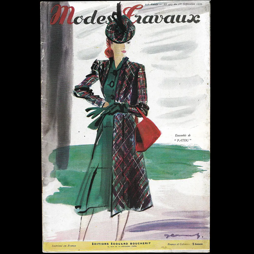 Modes Et Travaux, 1Er Septembre 1939, Couverture De Demachy D'un Modèle De Jean Patou 1